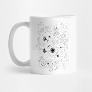 flowers arrangement line drawing Mug